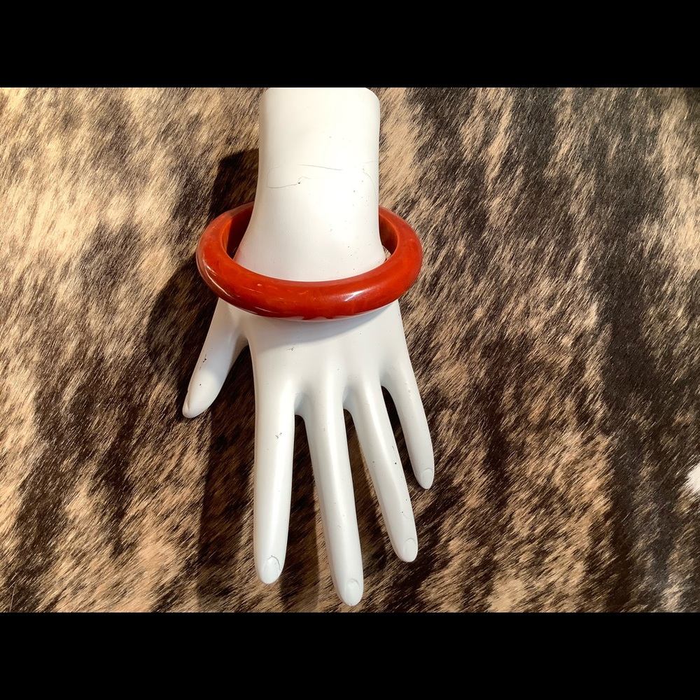 Vintage Deco Fiesta Red Marbled Bakelite Bracelet